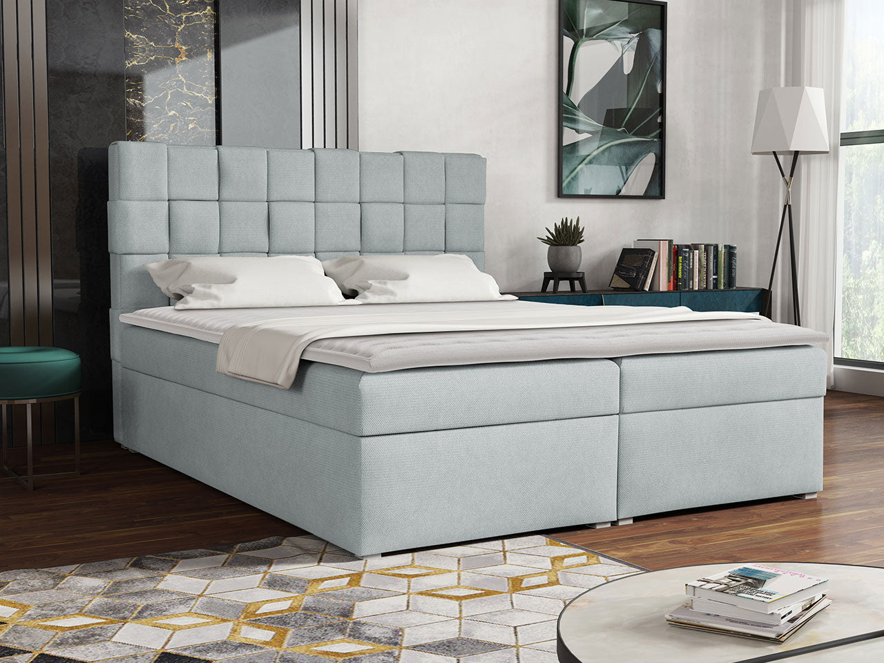 Επενδυμένο κρεβάτι Malmo Box-Gkri Anoixto-160 x 200