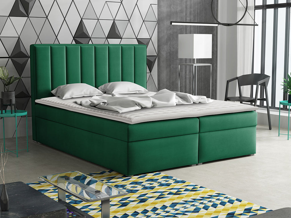 Επενδυμένο κρεβάτι ideal Box-Prasino-140 x 200