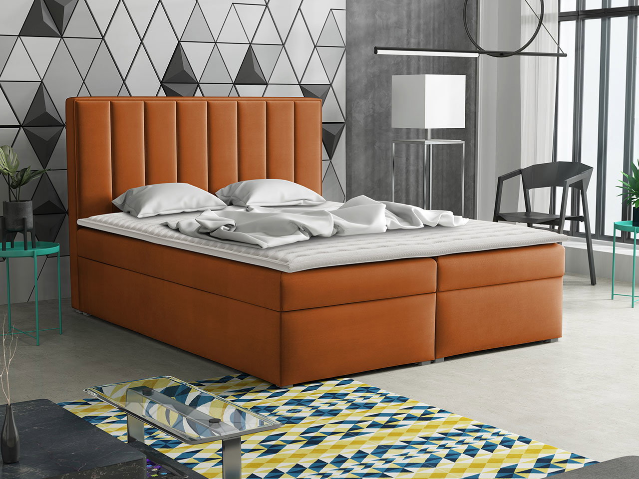 Επενδυμένο κρεβάτι ideal Box-Roz-160 x 200