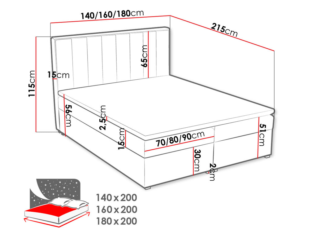 Επενδυμένο κρεβάτι ideal Box