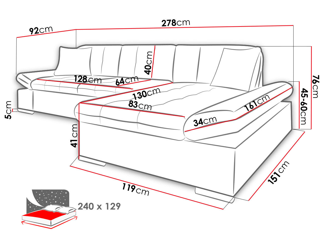 Γωνιακός καναπές Malwi