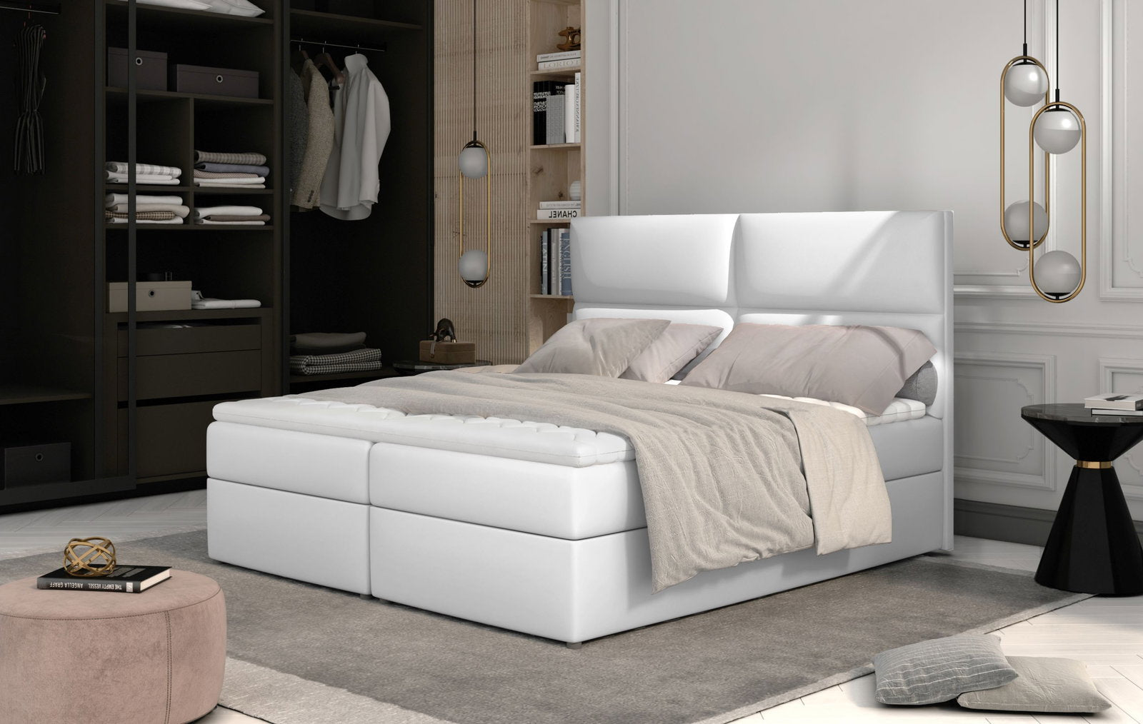 Επενδυμένο κρεβάτι Alert-140 x 200-Leuko