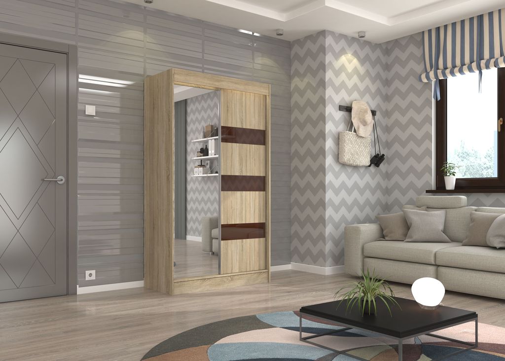 Ντουλάπα Bissom 120 συρόμενη-Drus-Kafe