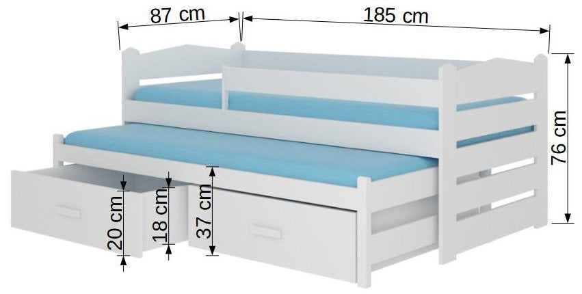 Παιδικό Κρεβάτι Camaro-Leuko Fusiko-180 x 80-Με προστατευτικό