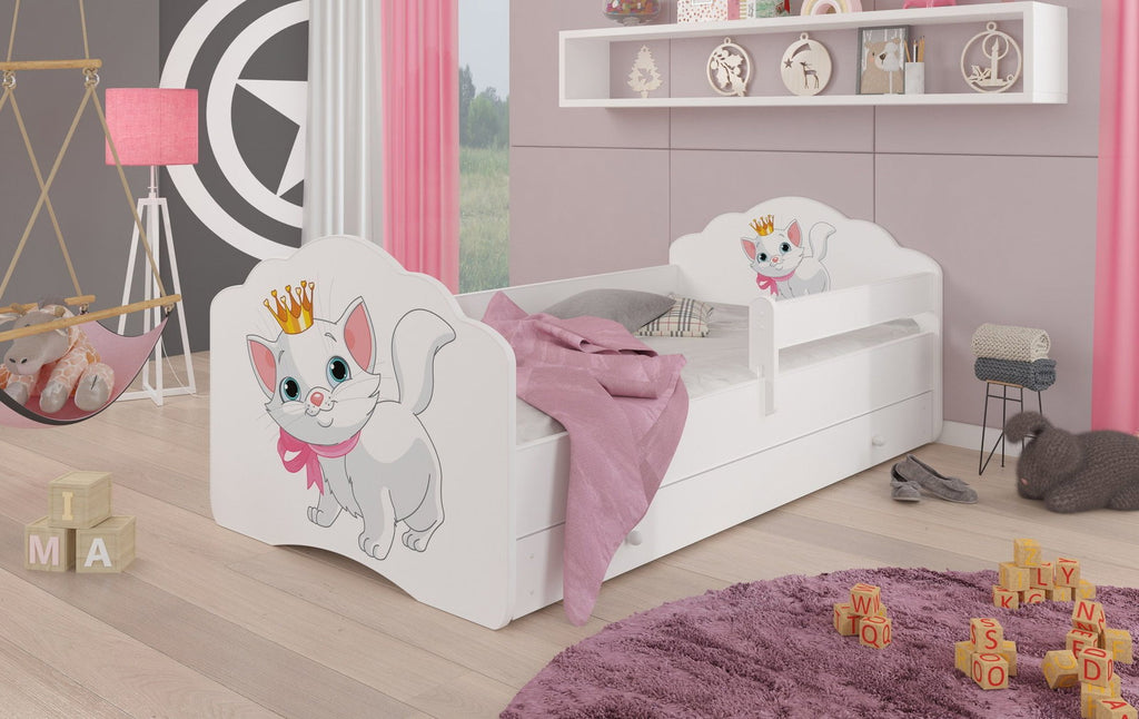 Παιδικό Κρεβάτι Leomari-140 x 70-Με προστατευτικό-Leuko-Gkri anoixto
