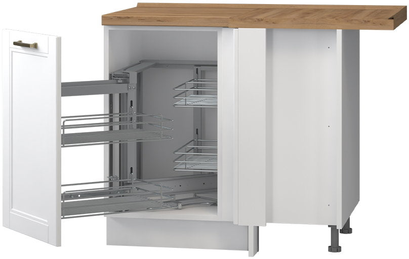 Επιδαπέδιο γωνιακό ντουλάπι Tahoma R-UG-1KMC-Λευκό ματ-Αριστερά