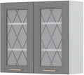 Ντουλάπι κρεμαστό Tahoma V7-80-2KS με βιτρίνα-Γραφίτης
