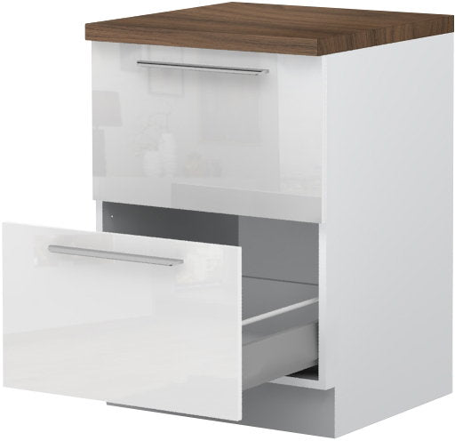 Επιδαπέδιο ντουλάπι Raval R-60-2MBOX-Λευκό - Λευκό γυαλιστερό