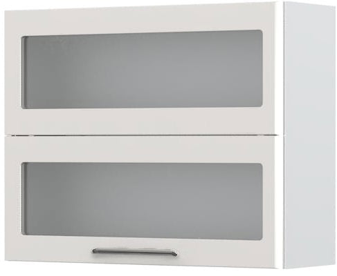 Ντουλάπι κρεμαστό Modena V7-90-2KSP με βιτρίνα-Λευκό - Γκρι ανοιχτό