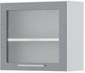 Ντουλάπι κρεμαστό Hudson V5-60-1KS με βιτρίνα-Λευκό - Γκρι