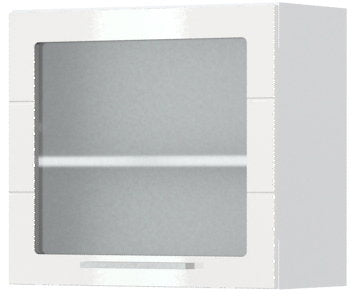 Ντουλάπι κρεμαστό Hudson V5-60-1KS με βιτρίνα-Λευκό - Λευκό γυαλιστερό