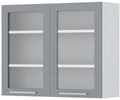 Ντουλάπι κρεμαστό Hudson V7-90-2KS με βιτρίνα-Λευκό - Γκρι