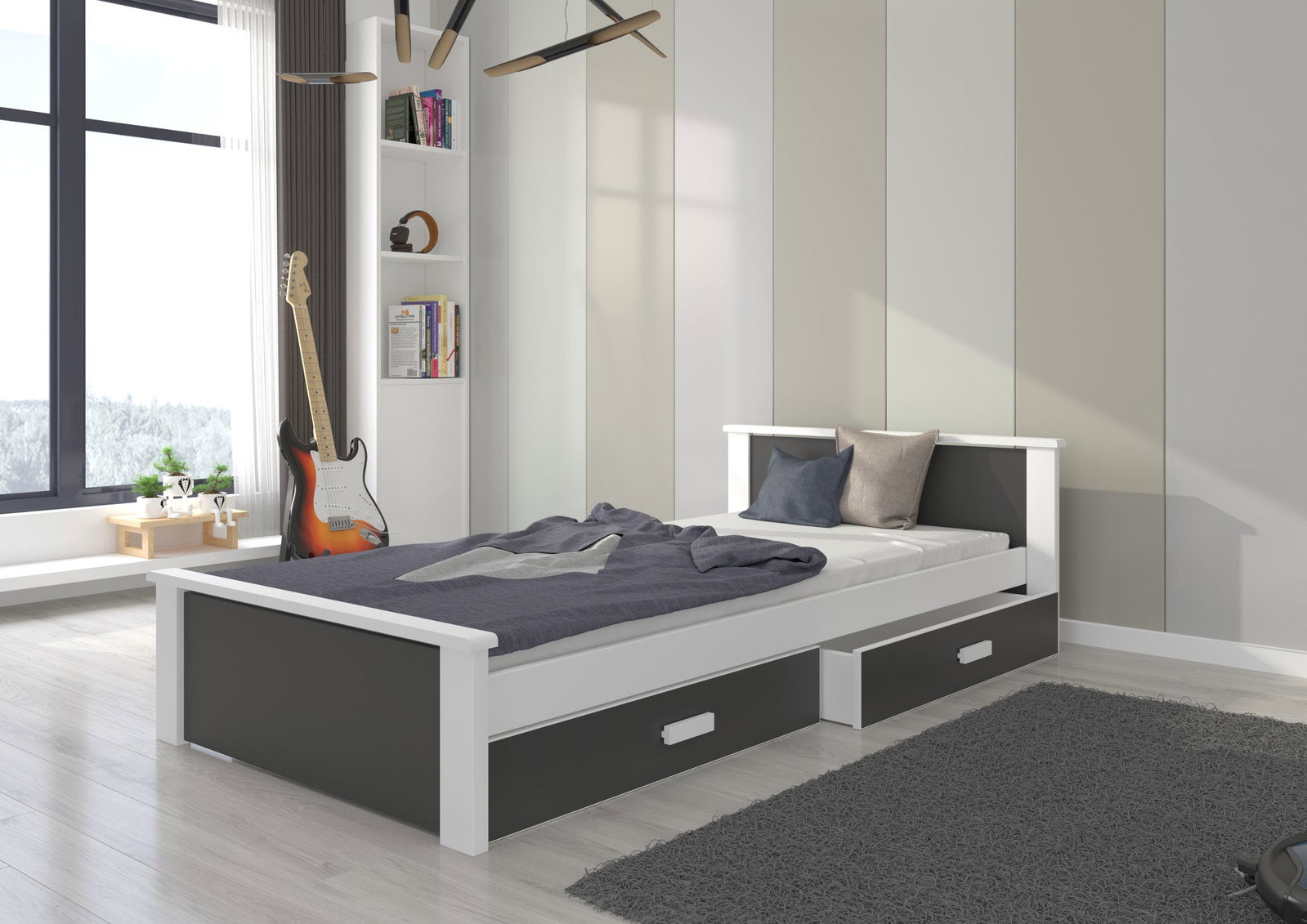 Παιδικό Κρεβάτι Avanta-180 x 80-Leuko-Anthraki