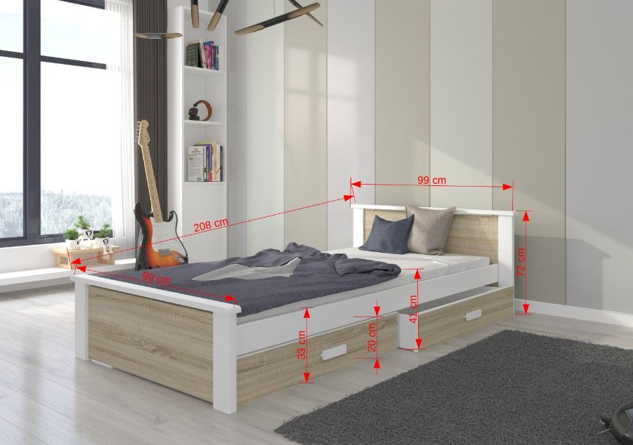 Παιδικό Κρεβάτι Avanta-200 x 90-Leuko - Gkri anoixto