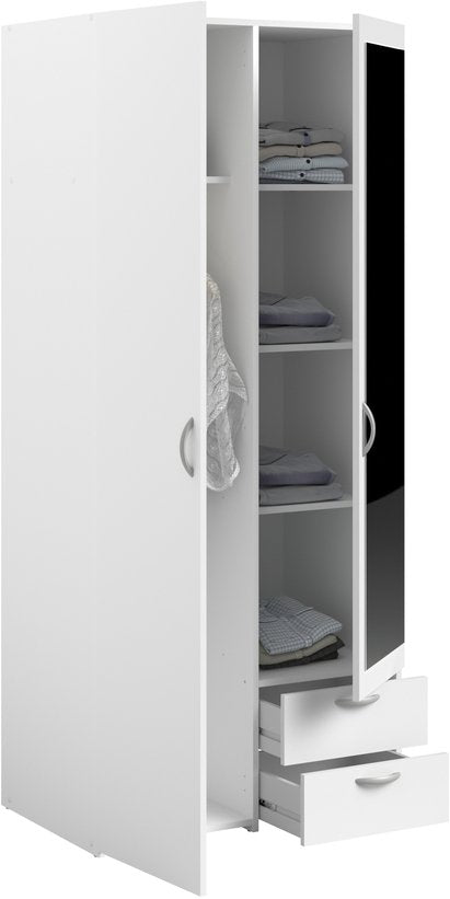 Ντουλάπα Dorm δίφυλλη με καθρέπτη-Leuko