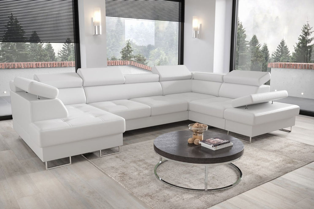 Γωνιακός καναπές Gelito Max II LTHR-Leuko-Δεξιά