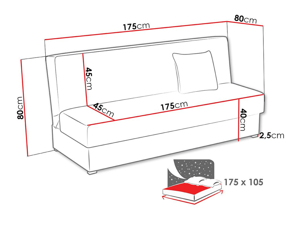 Καναπές - Κρεβάτι Adela mini -Portokali
