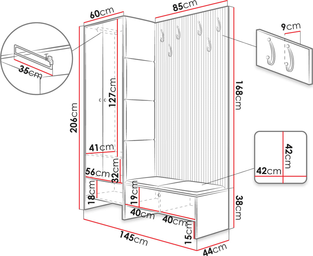 Γκαρνταρόμπα Balma III-Roz