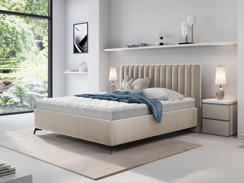 Επενδυμένο κρεβάτι Morris-160 x 200-Ekrou