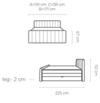 Επενδυμένο κρεβάτι Arena με στρώμα και ανώστρωμα-Mple-160 x 200