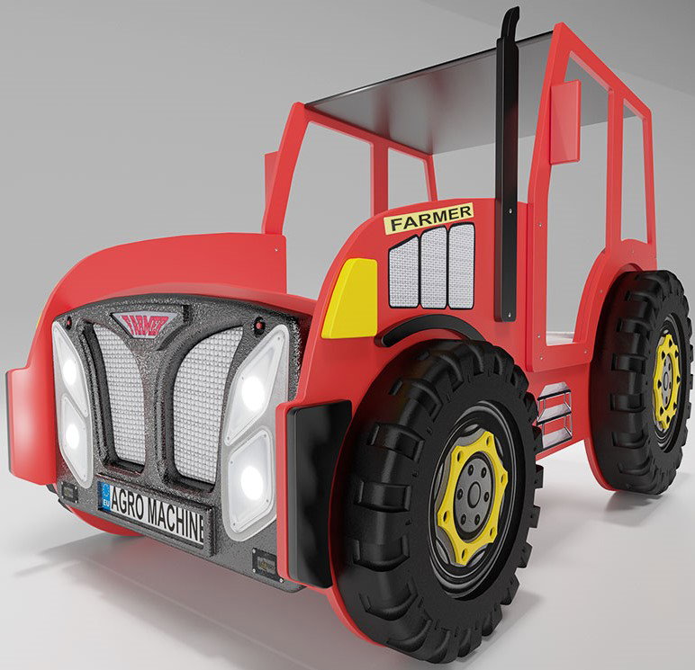 Παιδικό Κρεβάτι Tractor-Kokkino