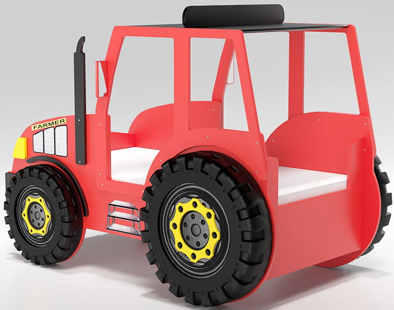 Παιδικό Κρεβάτι Tractor-Kokkino