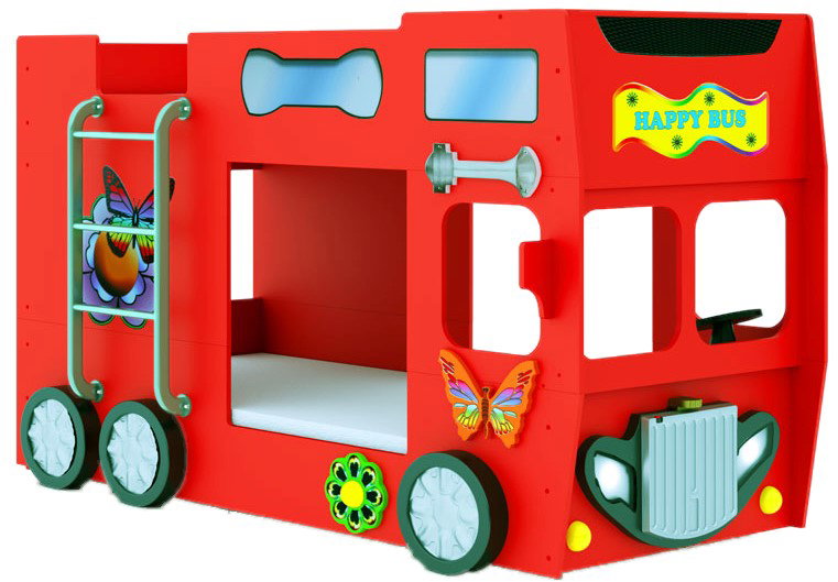 Παιδικό Κρεβάτι Happy Bus-Kokkino
