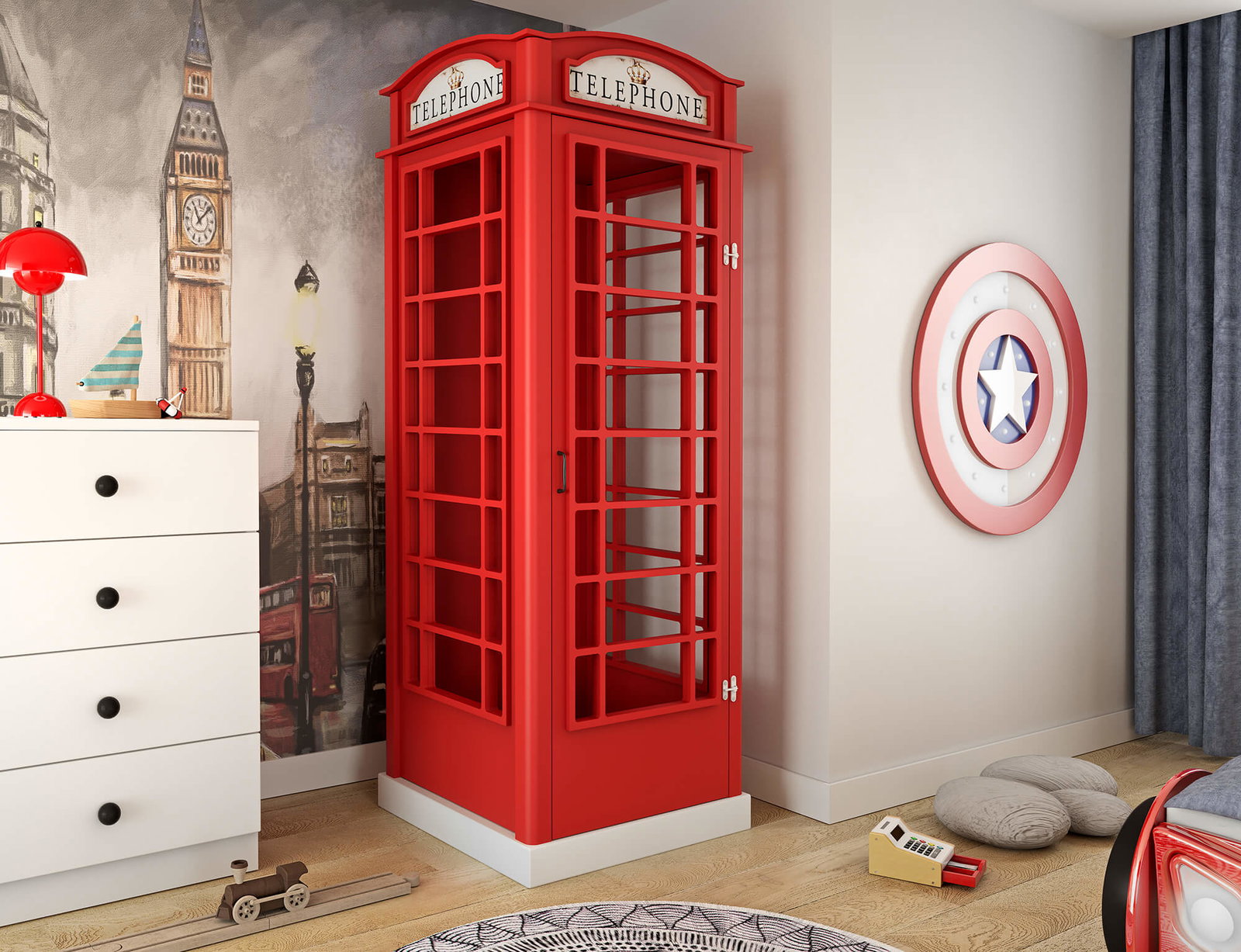 Διακοσμητικό Phone Booth-Kokkino