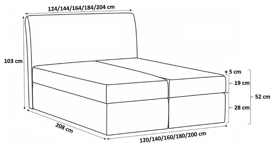 Επενδυμένο κρεβάτι Box 1-Mple-140 x 200