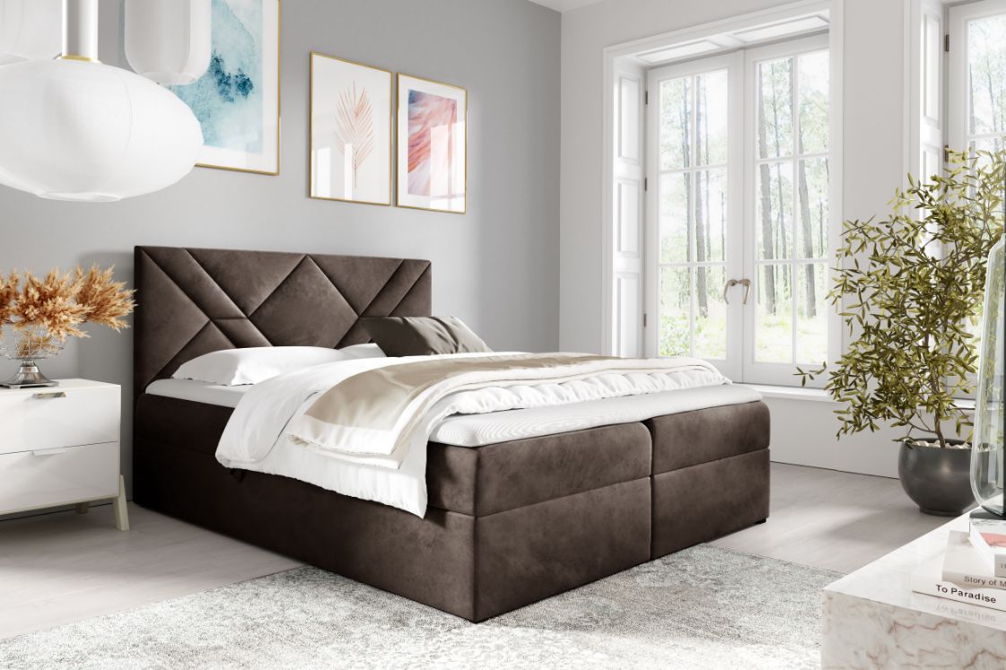 Επενδυμένο κρεβάτι Box 6-Kafe-160 x 200