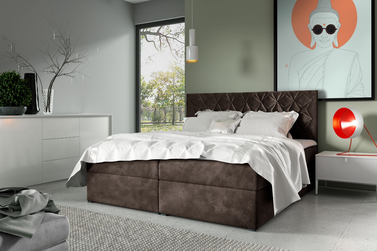 Επενδυμένο κρεβάτι Box 7-Kafe-140 x 200