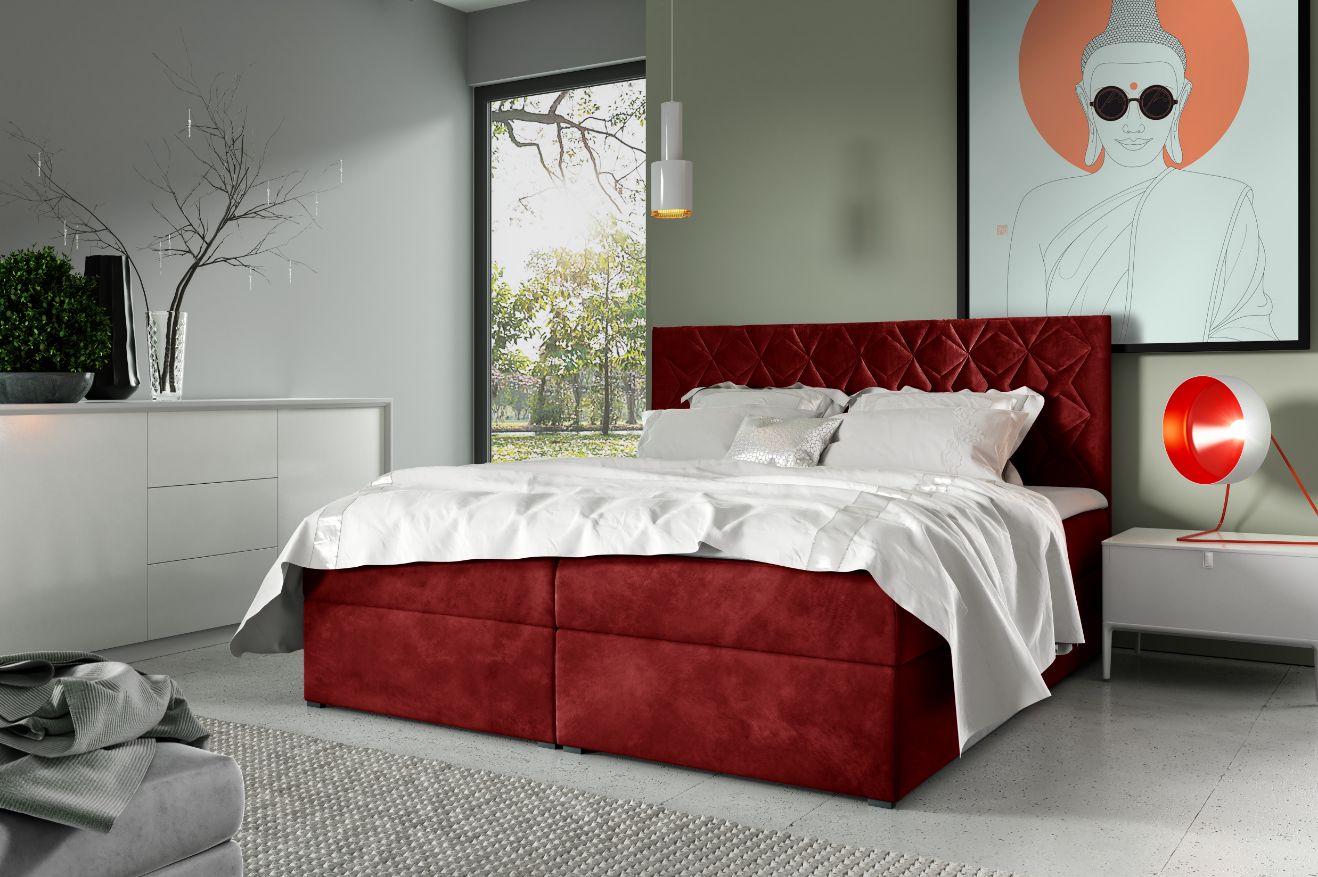 Επενδυμένο κρεβάτι Box 7-Kokkino-160 x 200