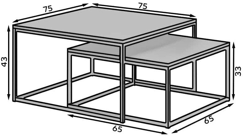Σετ τραπεζάκια σαλονιού Lulu-Leuko-Mauro