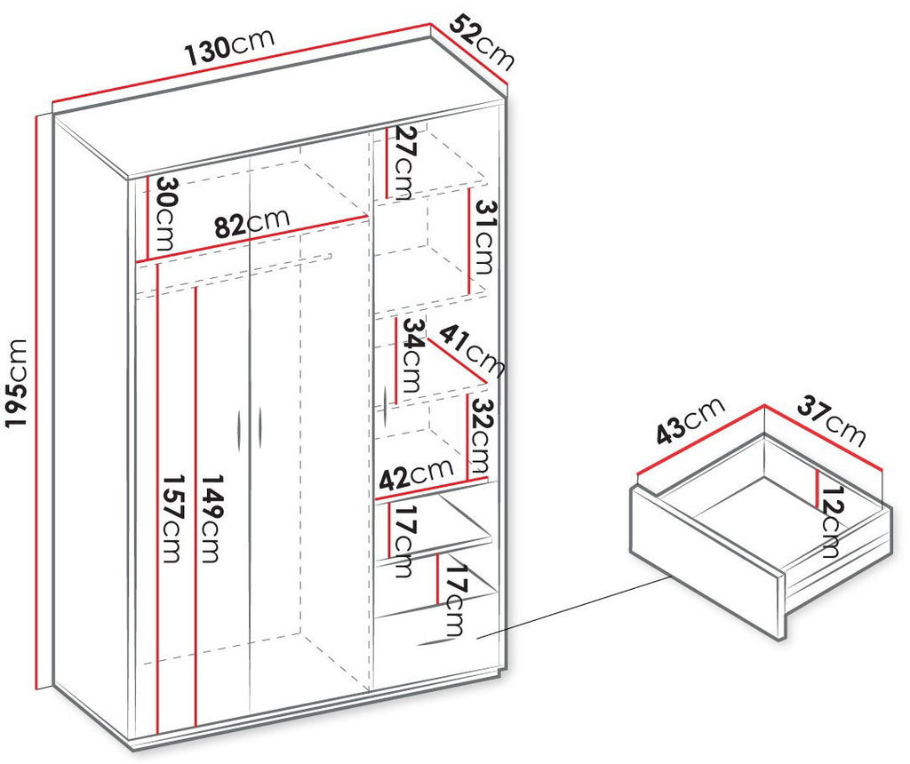 Ντουλάπα Qubic 3D1S Τρίφυλλη