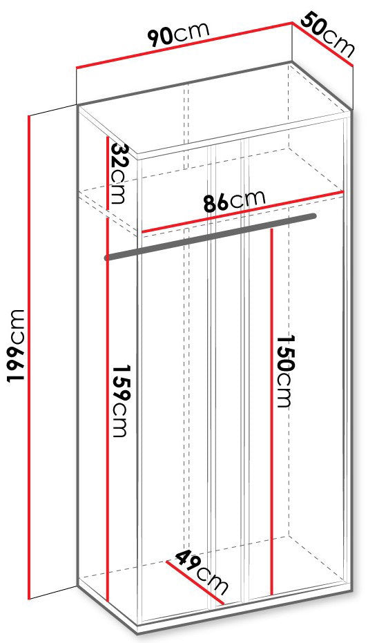 Ντουλάπα Imola 2D Δίφυλλη