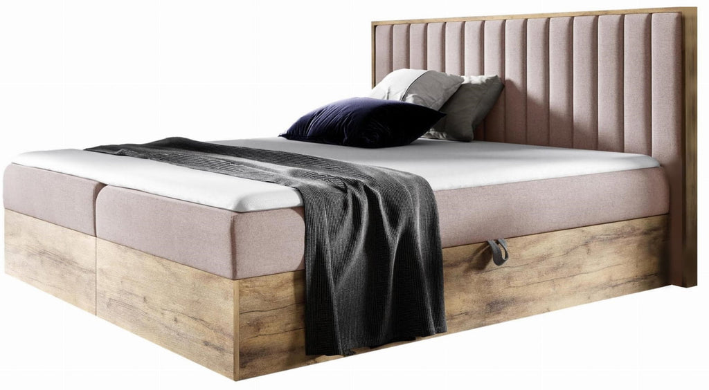 Επενδυμένο κρεβάτι Wood 4-Roz-160 x 200