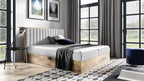 Επενδυμένο κρεβάτι Wood 4-Gkri Anoixto-160 x 200