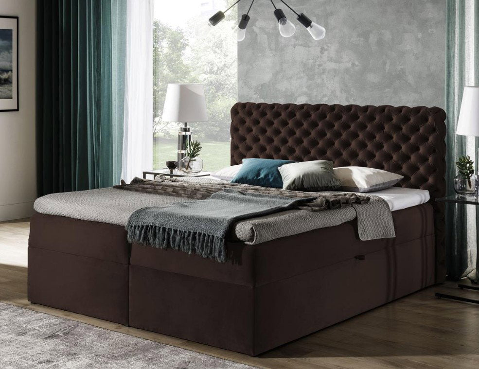 Επενδυμένο κρεβάτι Chesterfield-Kafe-160 x 200