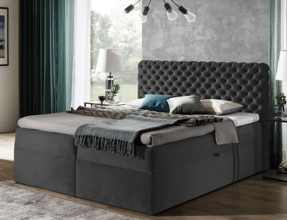 Επενδυμένο κρεβάτι Chesterfield-Gkri-180 x 200