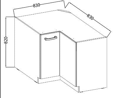 Επιδαπέδιο γωνιακό ντουλάπι Beaux 89x89 DN BB