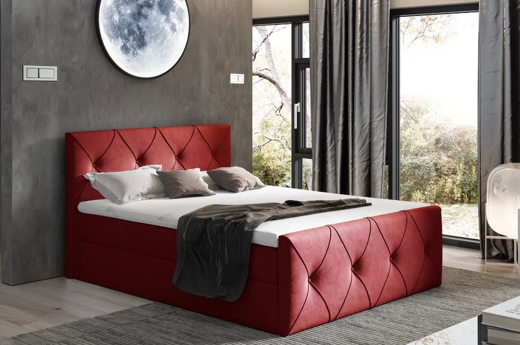 Επενδυμένο κρεβάτι Crystal lux-Kokkino-140 x 200