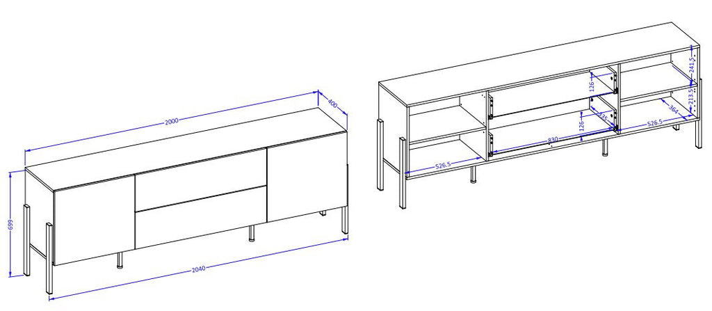 Έπιπλο τηλεόρασης Plum 2D2D-Leuko