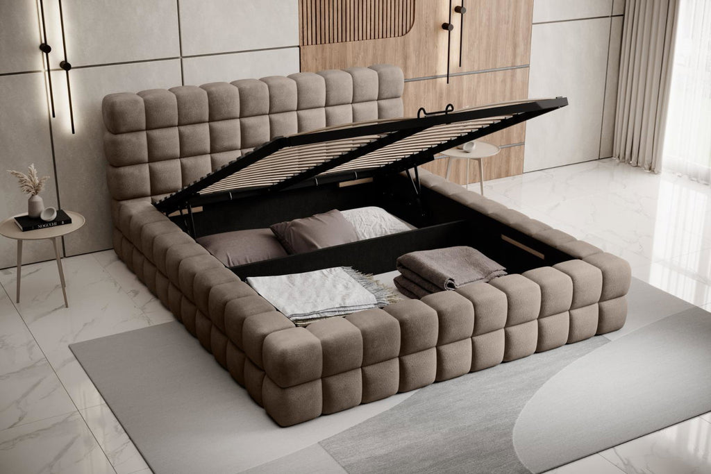 Επενδυμένο κρεβάτι Dagmar-Kafe-180 x 200