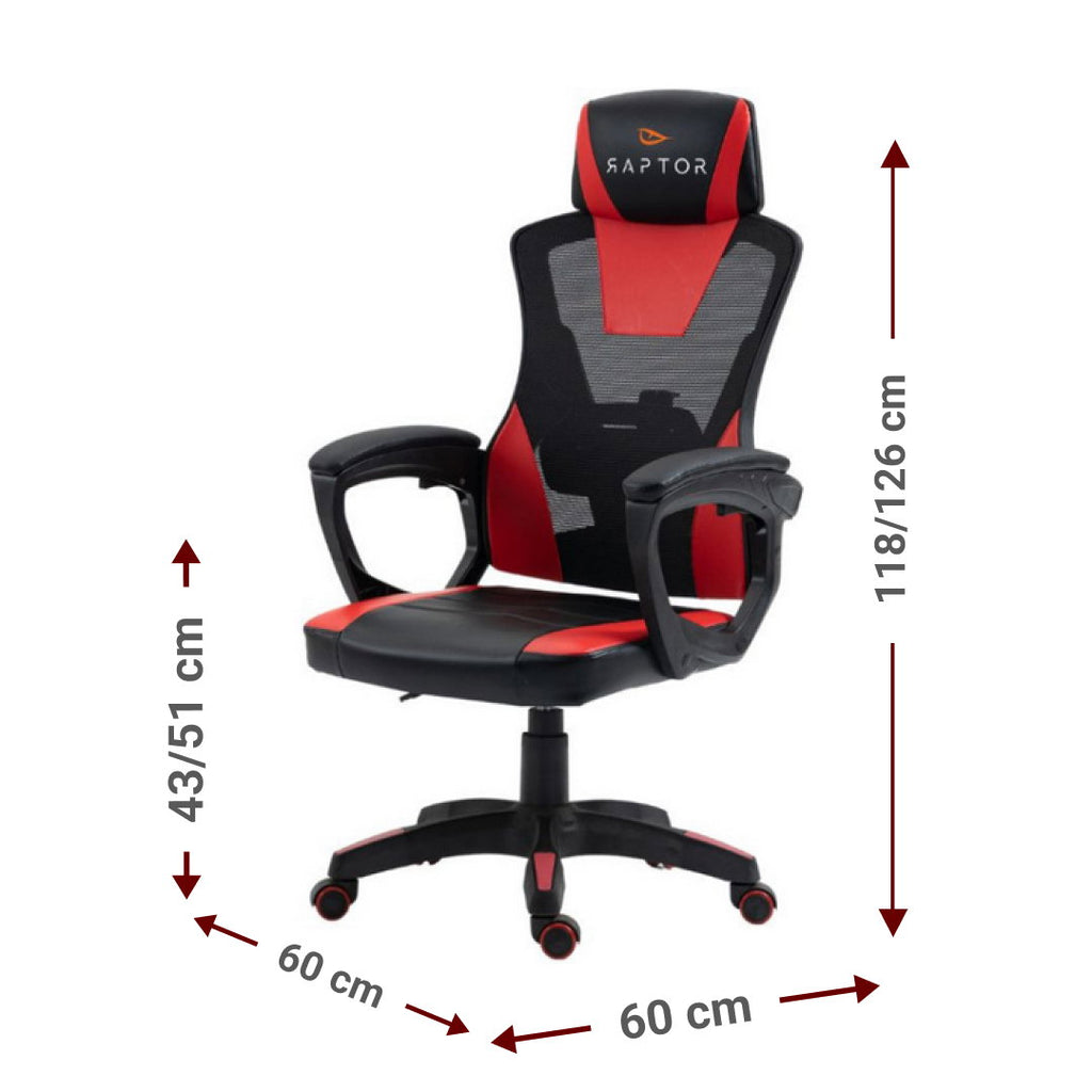 Καρέκλα Gaming Raptor Ace-Κόκκινο