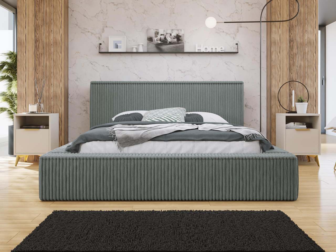 Επενδυμένο κρεβάτι Plexi-Gkri-Anthraki-160 x 200