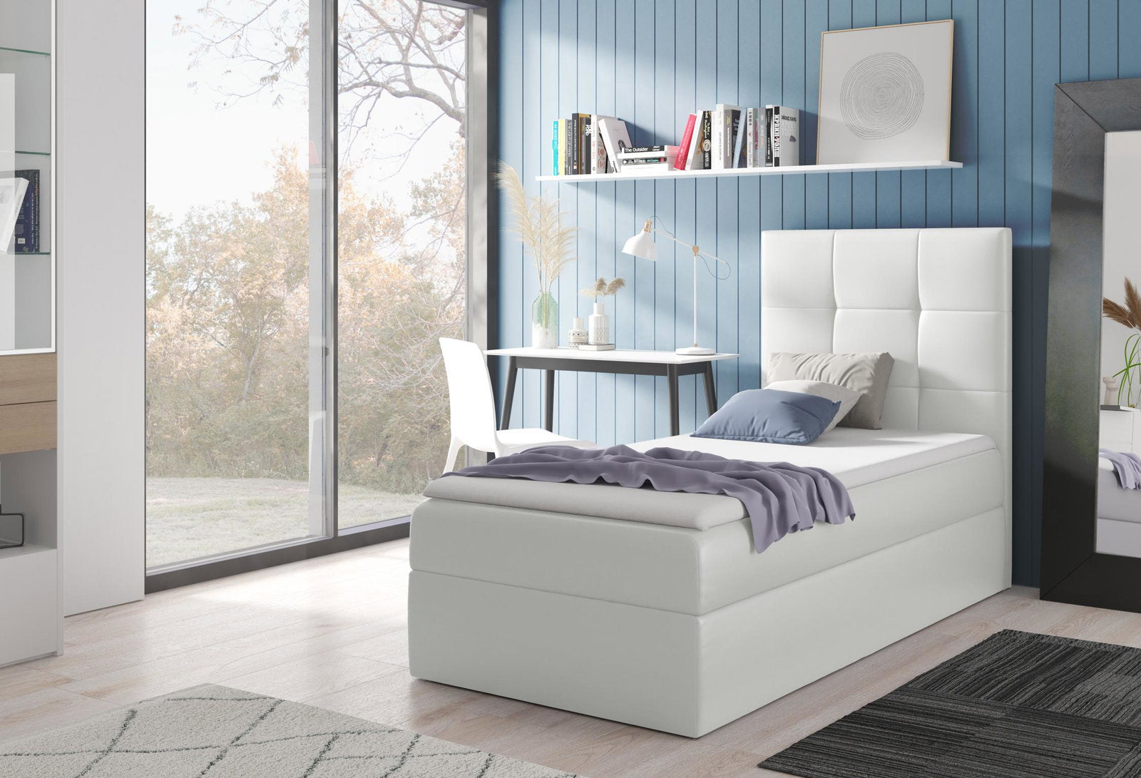 Επενδυμένο κρεβάτι Mini 2-Leuko-100 x 200-Deksia