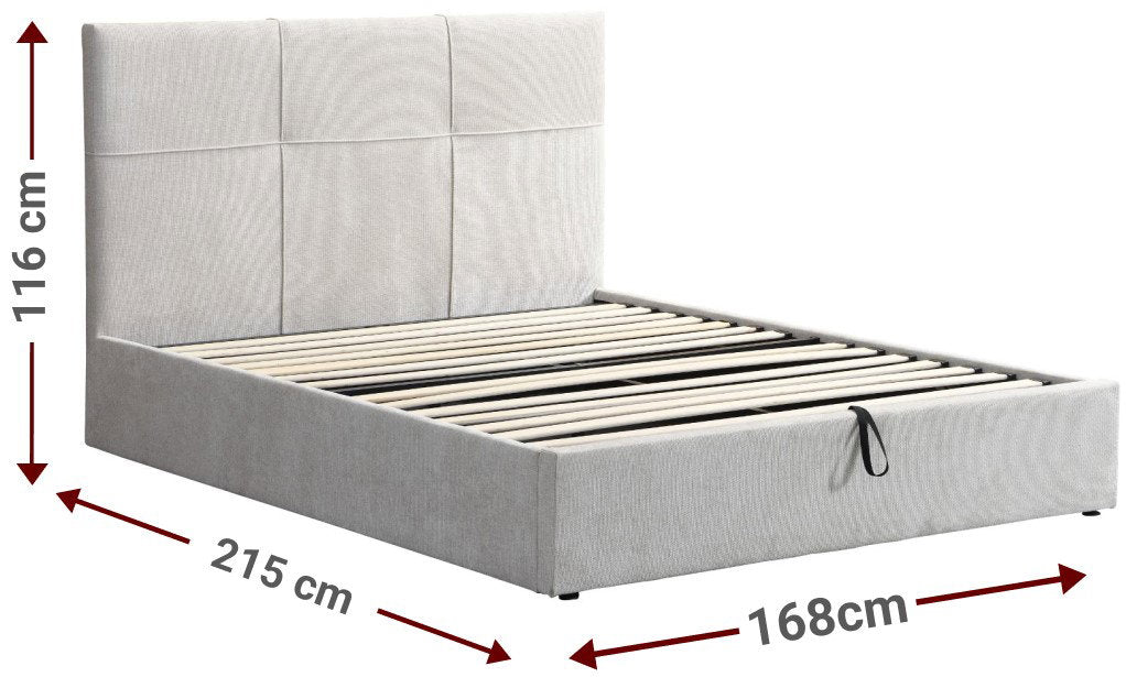 Επενδυμένο κρεβάτι Raziel-Μπεζ-160x200-Lift-Storage