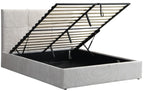 Επενδυμένο κρεβάτι Raziel-Μπεζ-160x200-Lift-Storage
