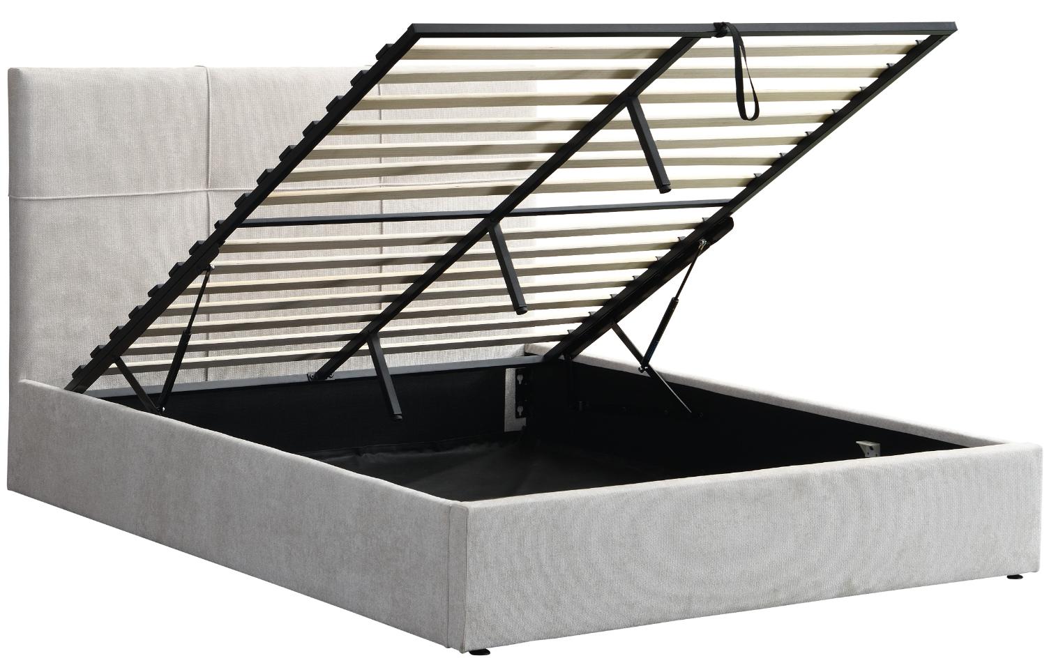 Επενδυμένο κρεβάτι Raziel-Μπεζ-160x200-Lift-Storage