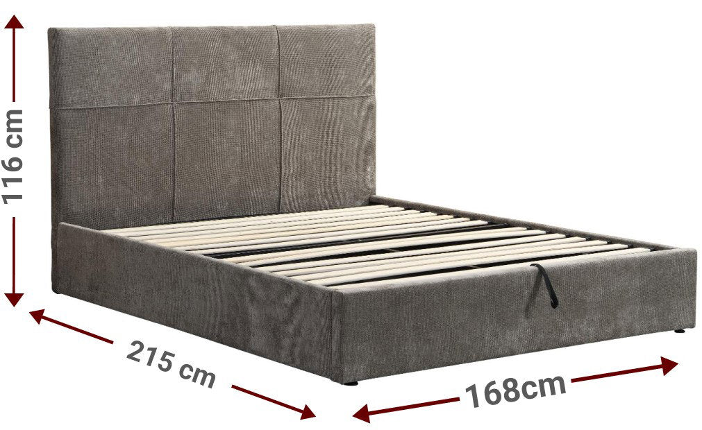 Επενδυμένο κρεβάτι Raziel-Καφέ-160x200-Lift-Storage